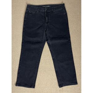 tahari modern‎ black denim crop stretch jeans Size 10/30 Capri